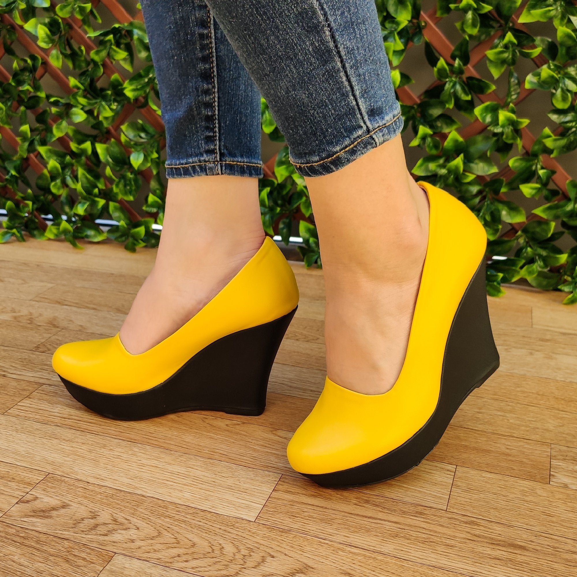 Plataforma Alta Totalmente Cerrada Amarillo / 35 Normal Zapatos Altos