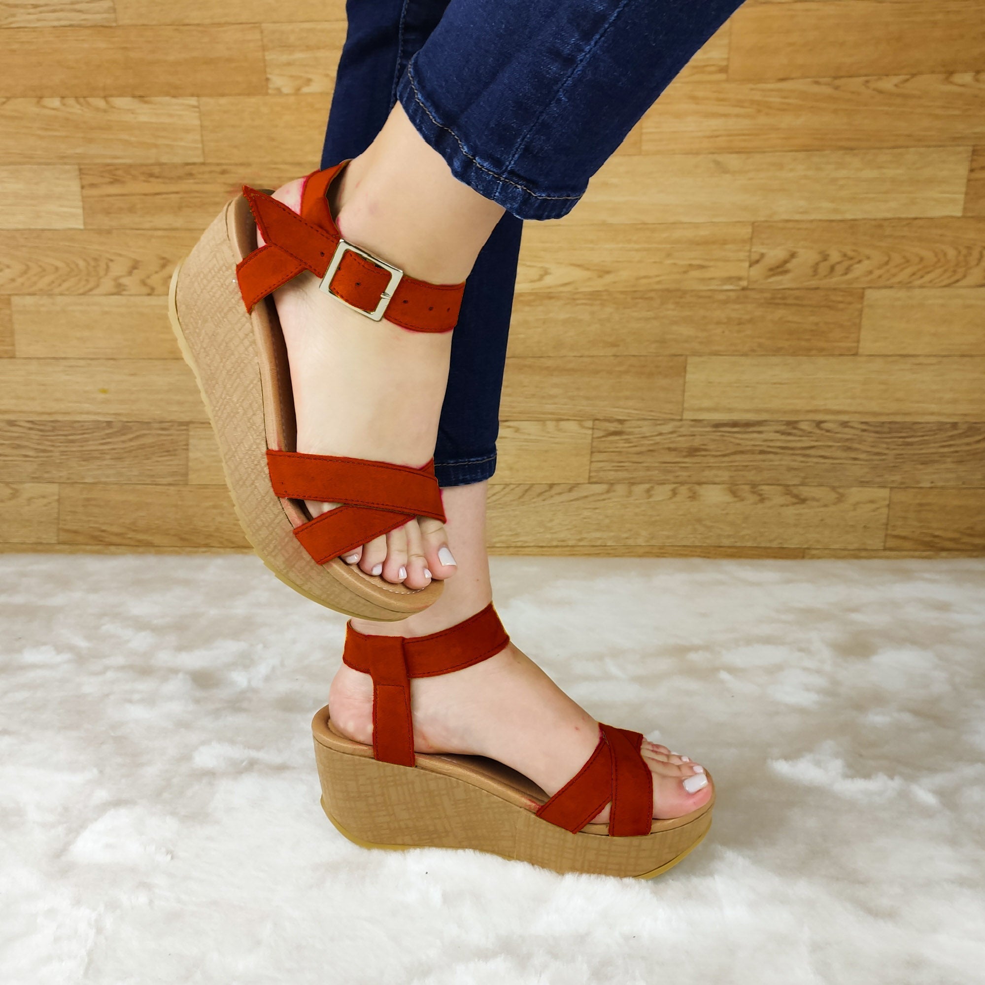 Calzado De Gamuza Con Tela Forrada En La Plataforma Zapatos Medianos