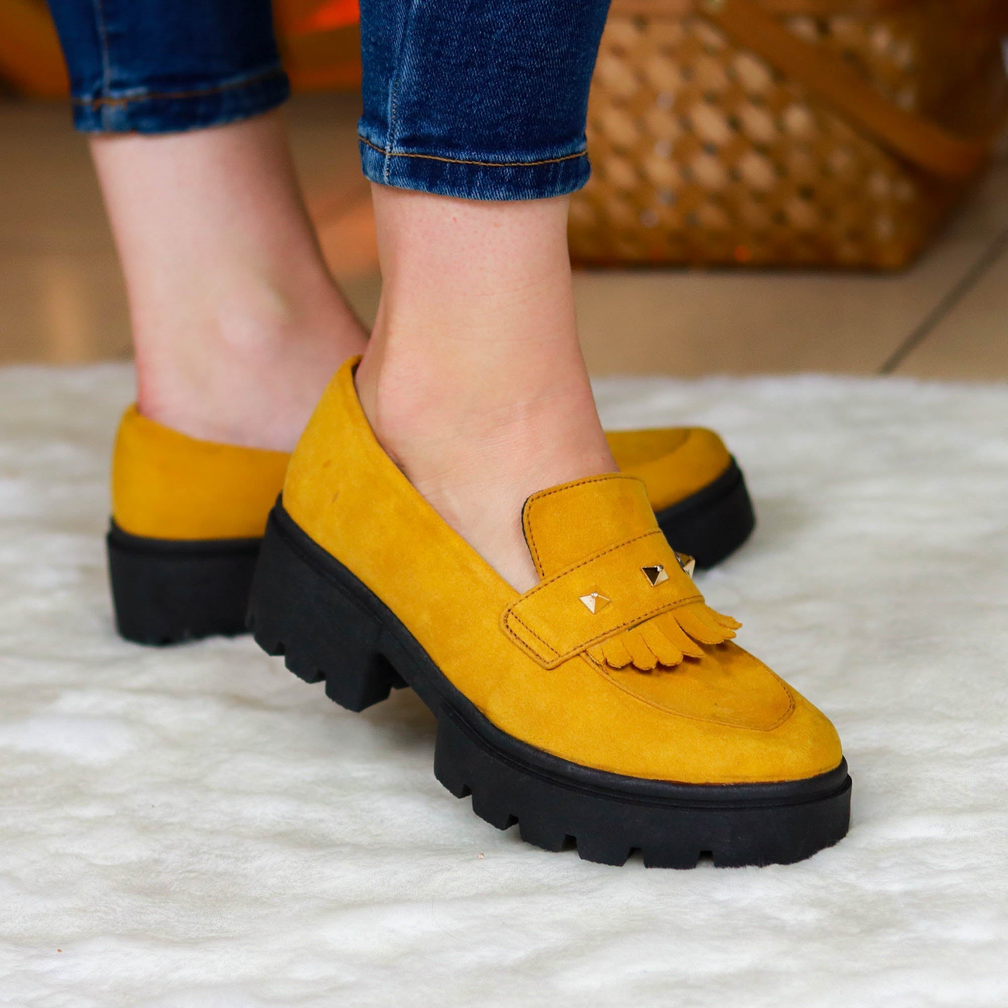 Comodo Imponente Y Hermoso Calzado Para Dama Hecho En Gamuza Varios Colores Amarillo / 35 Normal