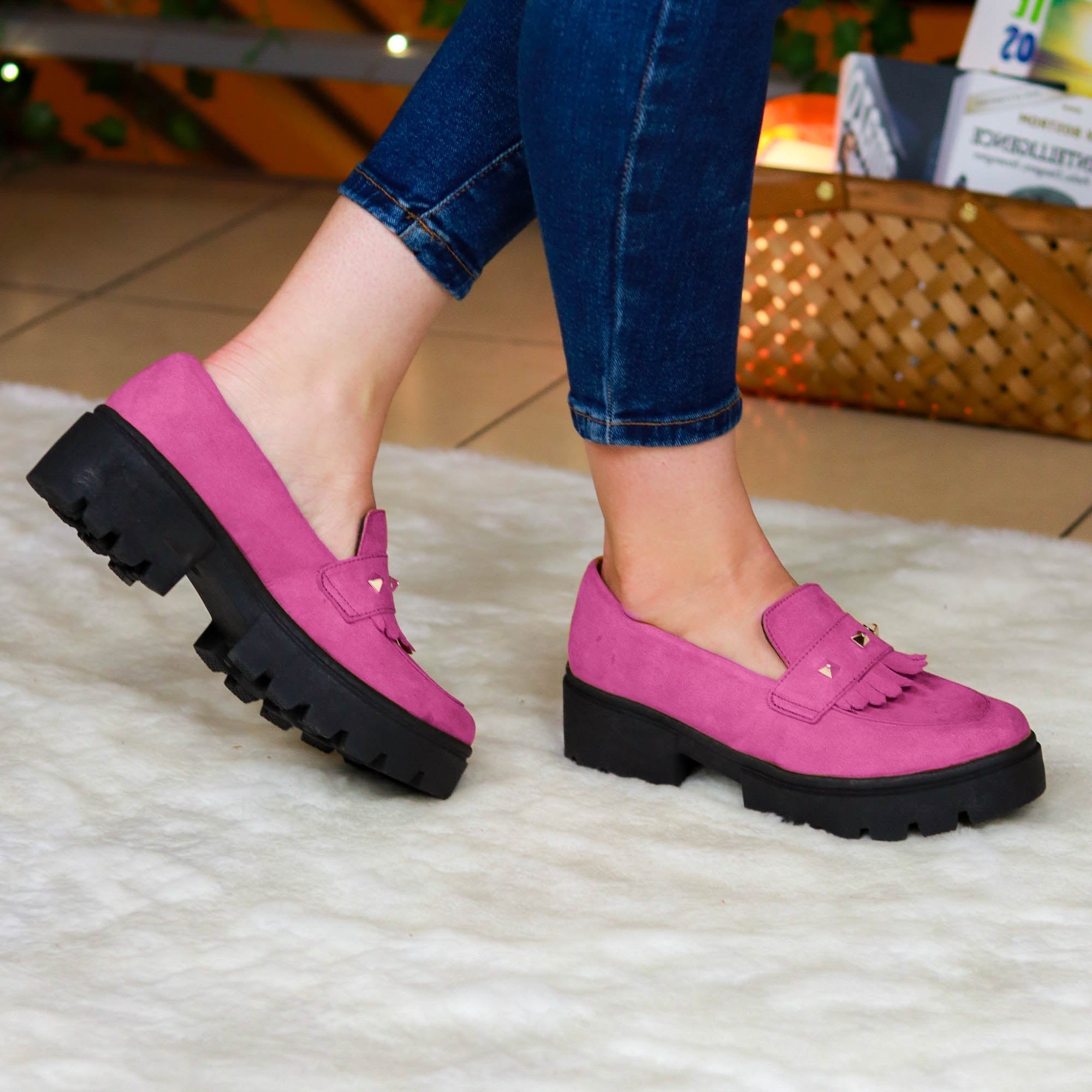 Comodo Imponente Y Hermoso Calzado Para Dama Hecho En Gamuza Varios Colores Fucsia / 35 Normal