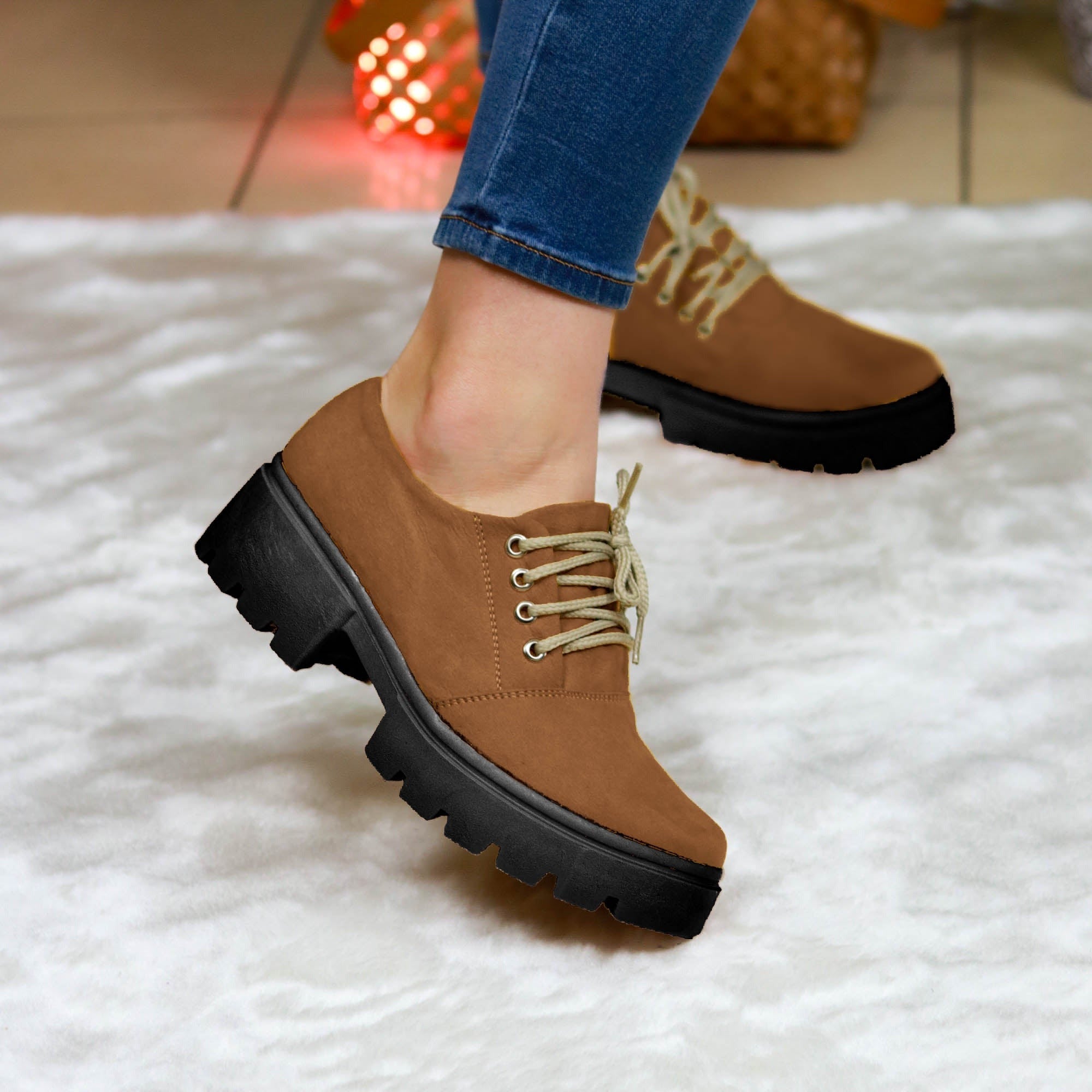 Botin Realizado En Gamuza. Variedad De Colores Para Elegir. Zapato Comodo Solido Y Peso Liviano Cafe