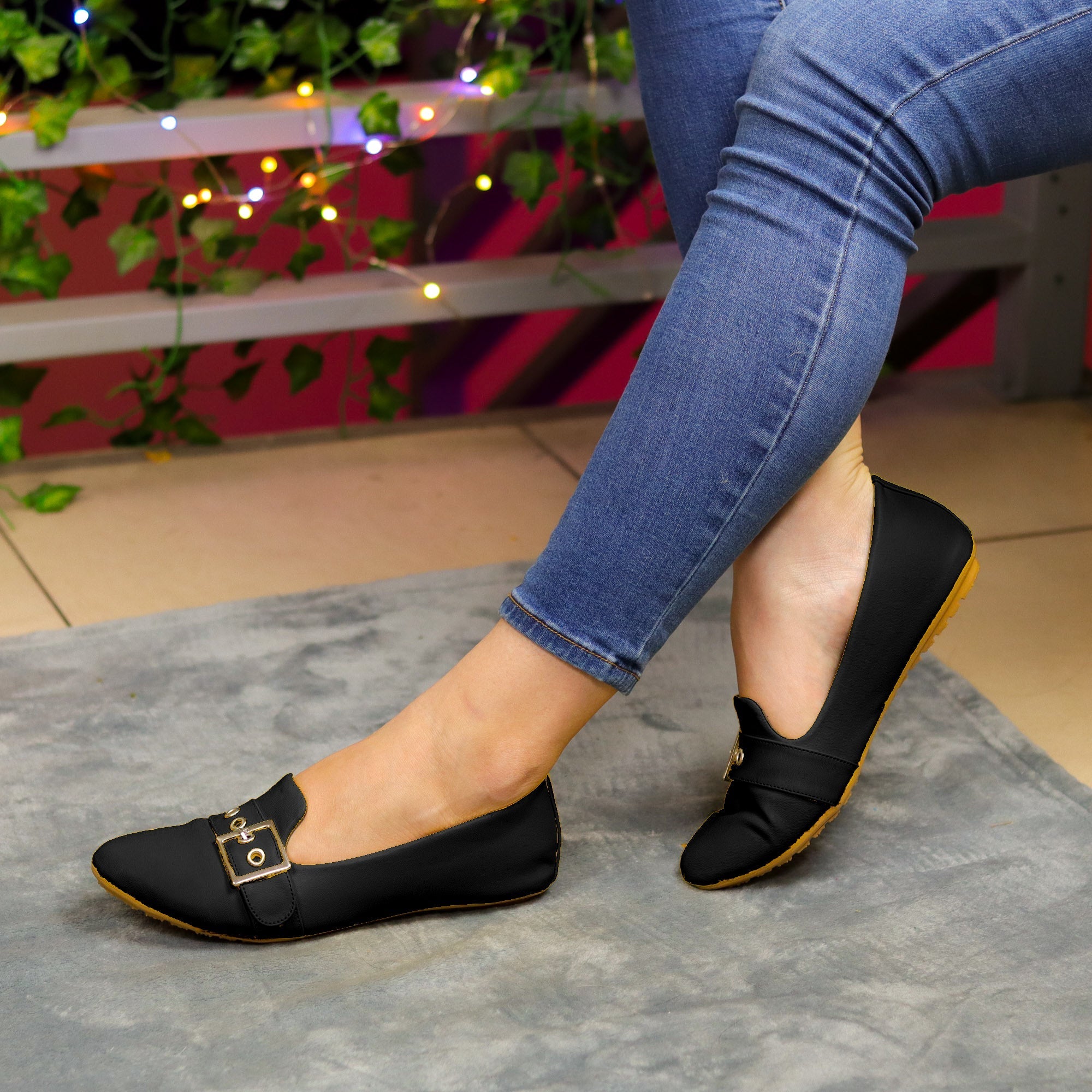 Elegancia Casual Diaria: Zapatillas Versátiles Con Detalle Metálico Negro / 35 Normal Zapatos