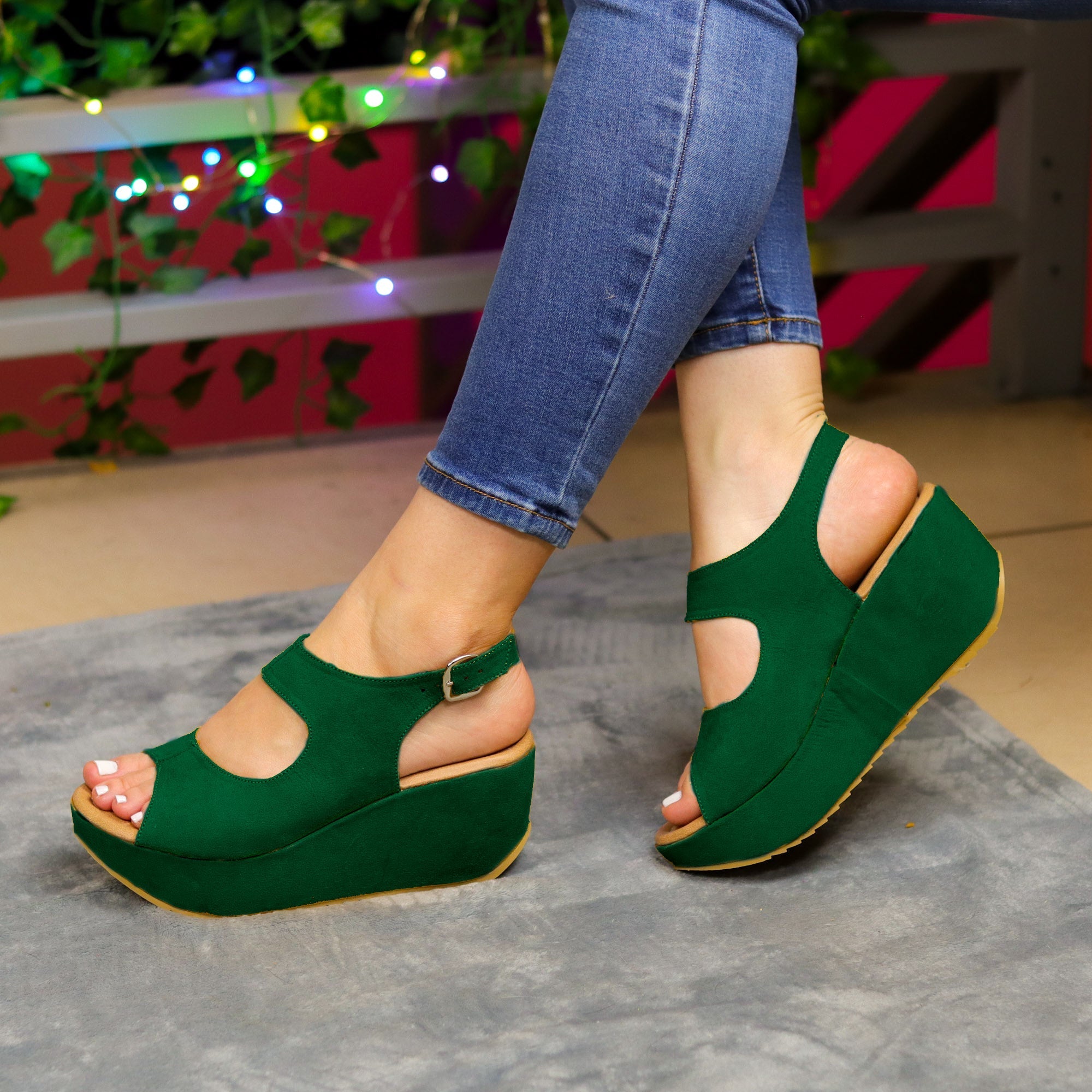 Plataformas Suaves Para El Andar Diario: Elegancia Casual Verde / 34 Normal Zapatos Medianos