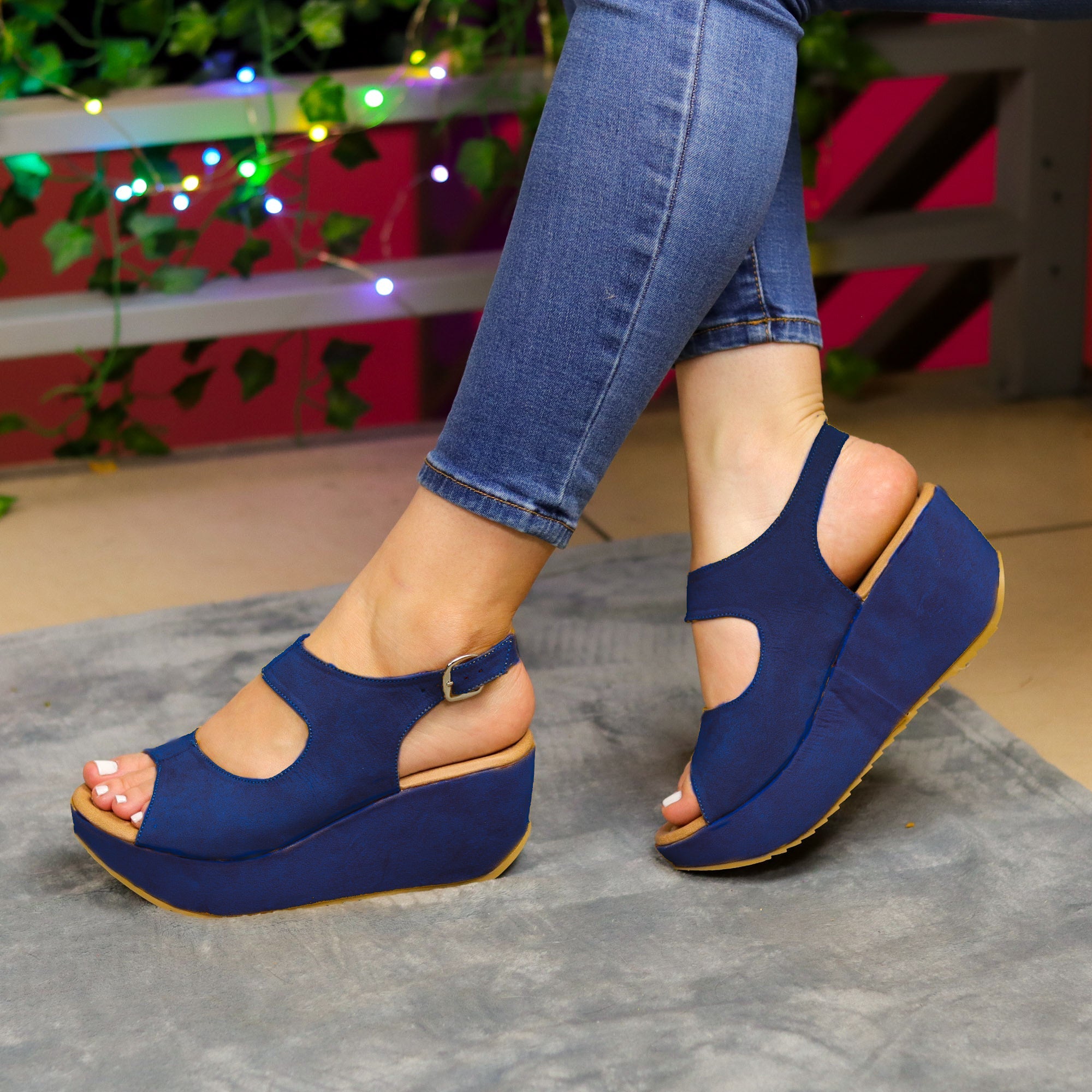 Plataformas Suaves Para El Andar Diario: Elegancia Casual Azul / 34 Normal Zapatos Medianos
