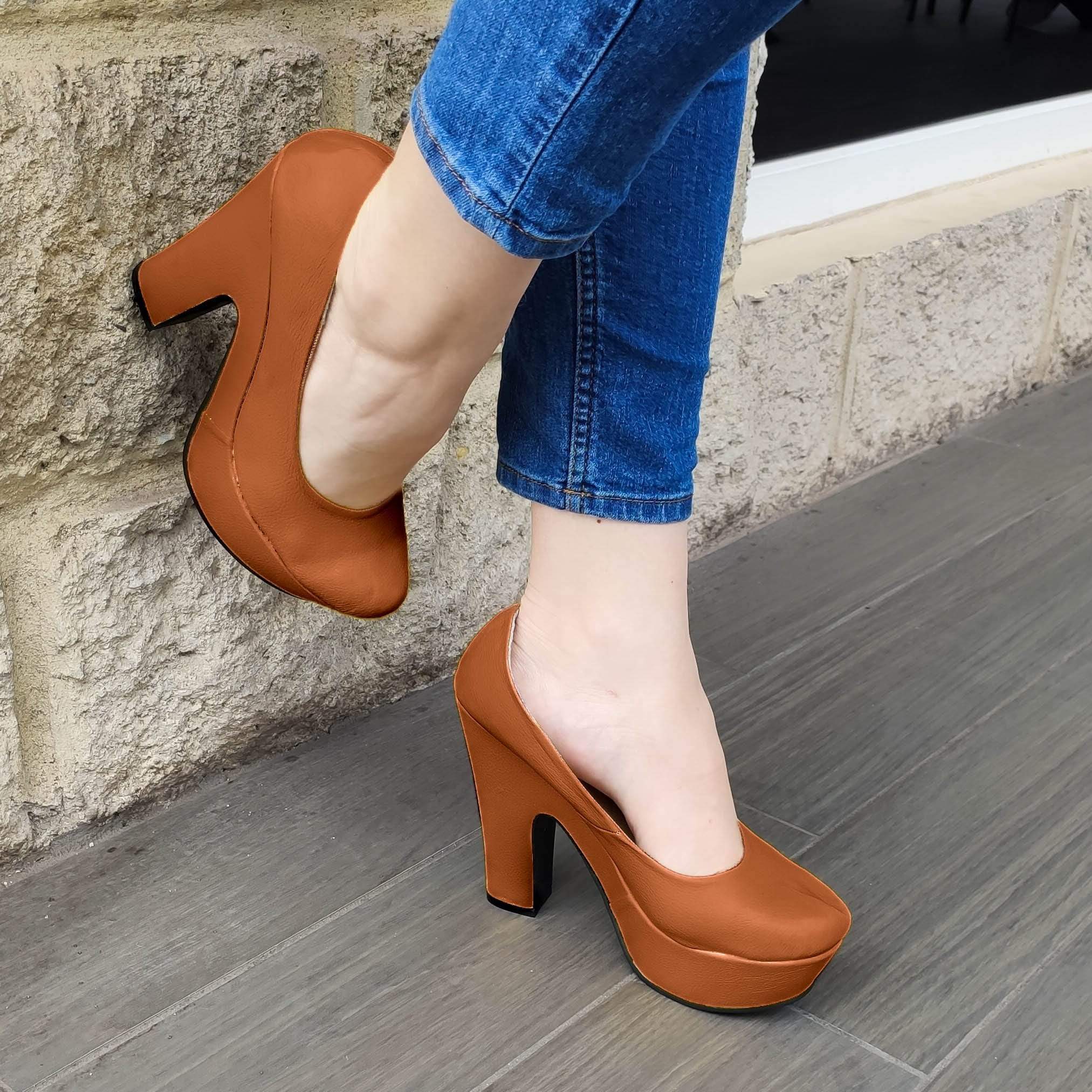 Zapato Totalmente Cerrado Estilo Formal Para Oficinas Cafe / 35 Normal Zapatos Altos