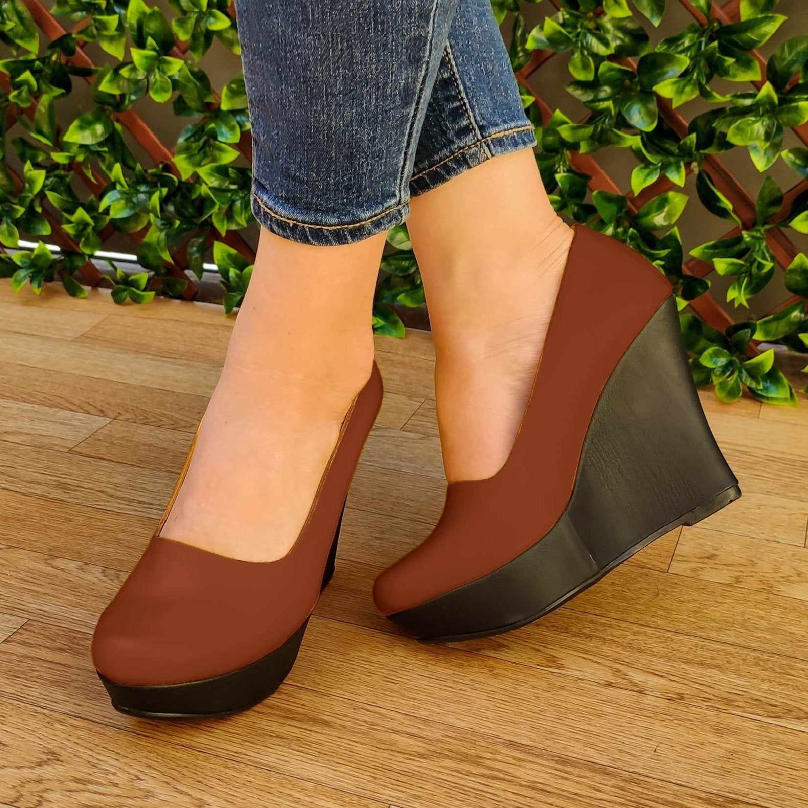 Plataforma Alta Totalmente Cerrada Cafe / 35 Normal Zapatos Altos