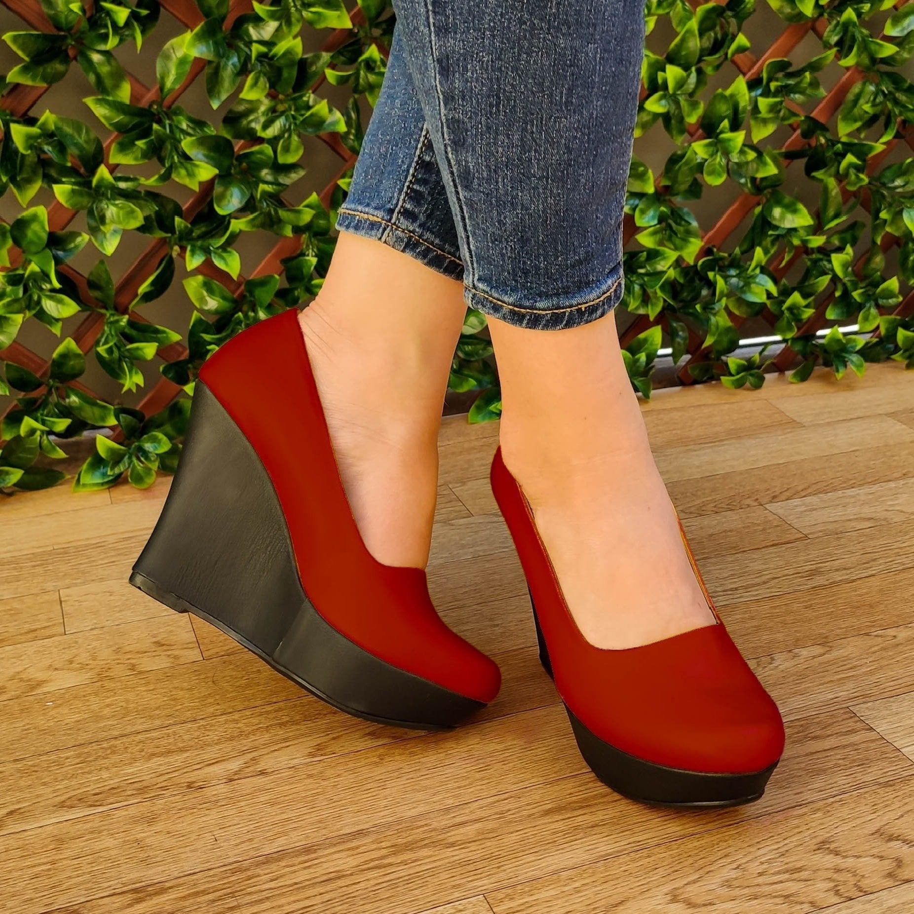 Plataforma Alta Totalmente Cerrada Rojo / 35 Normal Zapatos Altos